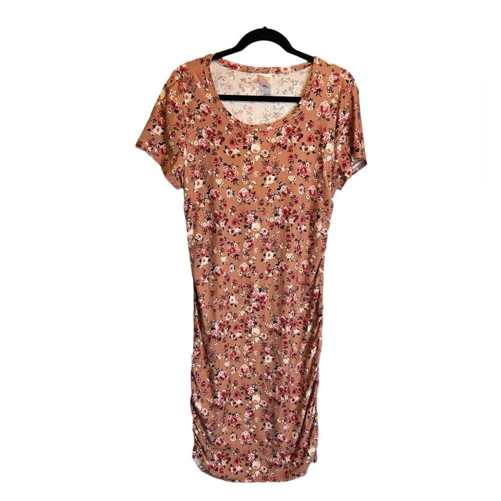 5 for $25🔥Juniors XL (15-17) Nobo Floral Mauve Pink Ruched Dress